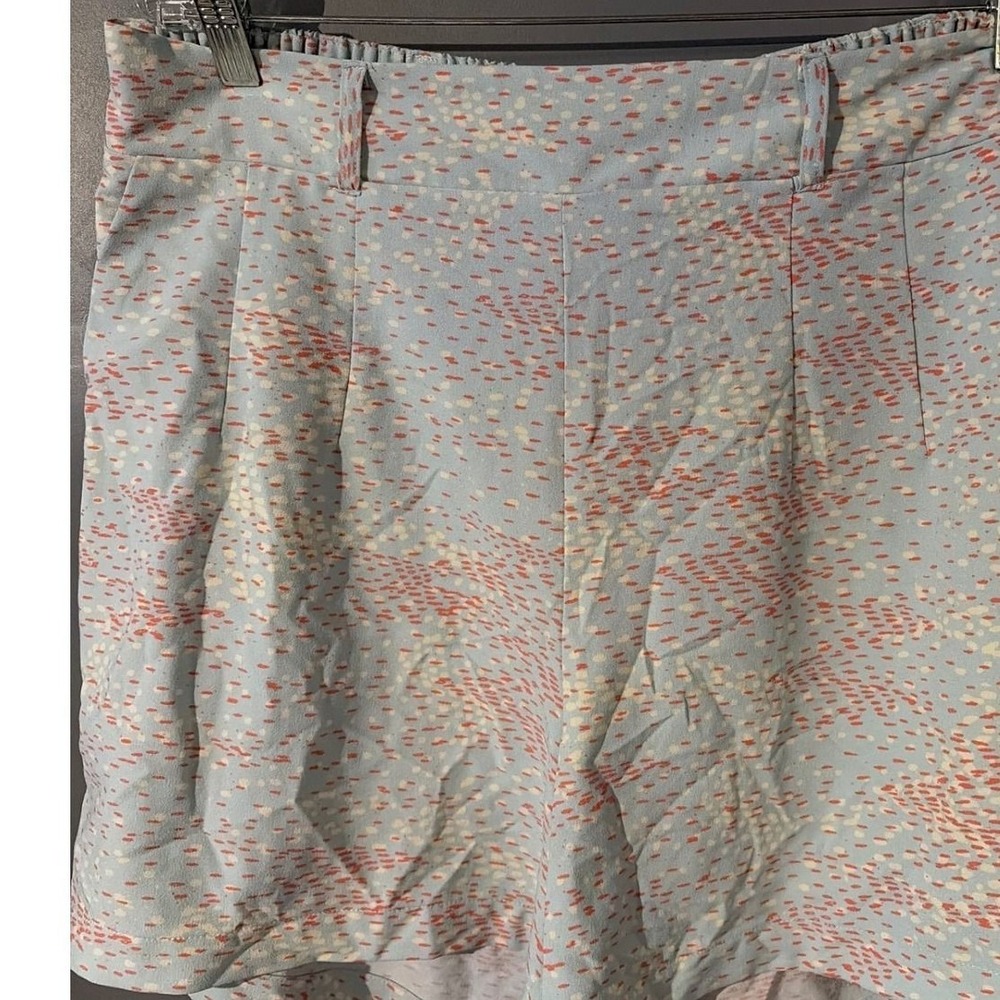 Torrid Women Blue Orange Abstract Dash Print Pleated Shorts Size 1 Plus Elastic